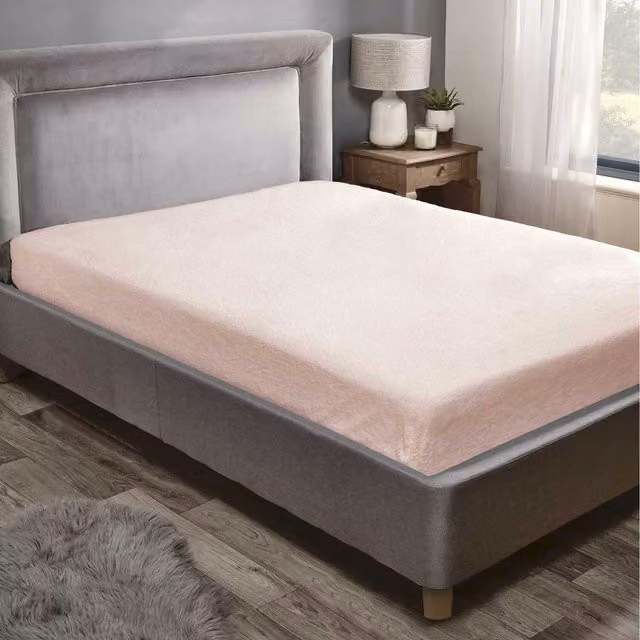 Rapport Home Pink Teddy Fleece Plain Fitted Bed Sheets, W/D/H: 140 x 190 cm