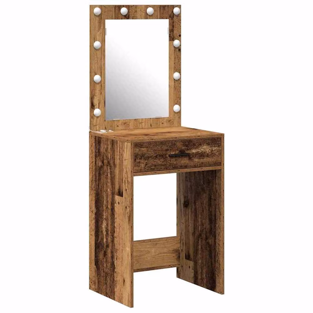 Berkfield Home Elegant Dressing Table with LED Lights in Brown Old Wood, W/D/H: 50 x 41 x 135 cm – 3