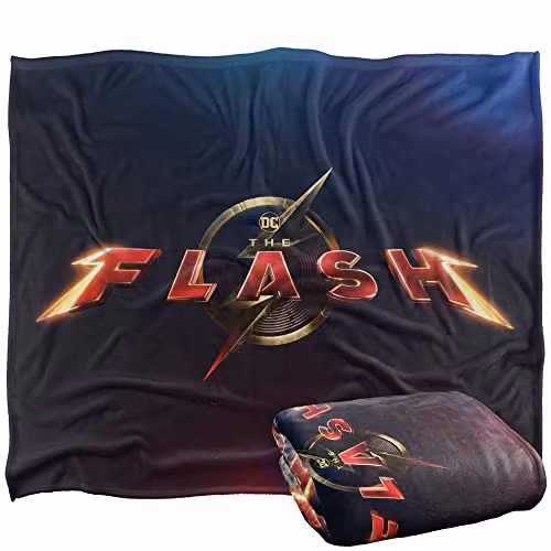 LOGOVISION The Flash Movie Logo Super Soft Microfibre Fleece Throw Blanket, White, W/D/H: 152 x 127 cm