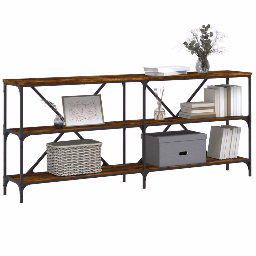 Berkfield Home Smoked Oak Console Table in Brown, W/D/H: 180 x 30 x 75 cm – 3