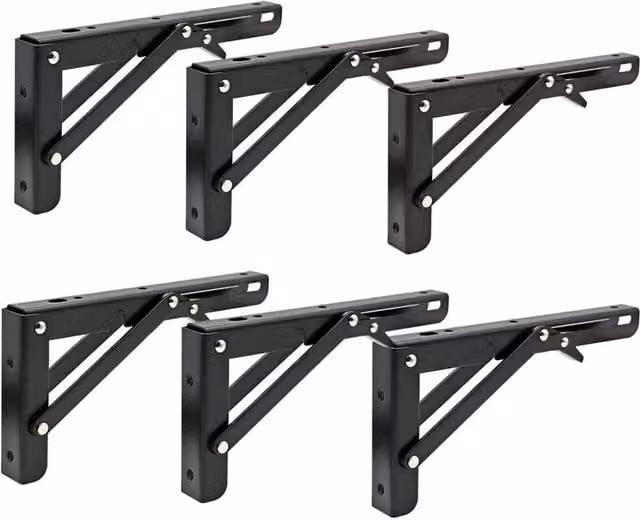 VOGREX Black Folding Bracket Table Extension Shelf for Motorhomes, 6-Piece Set – 1