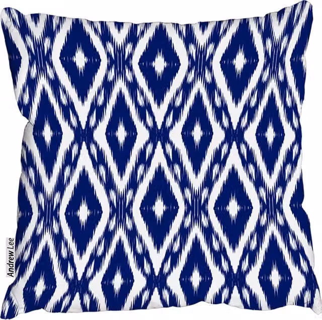 Andrew Lee Tribal Art Ikat Ogee Classic Blue Square Cushion, W: 60 cm x H: 60 cm x D: 60 cm