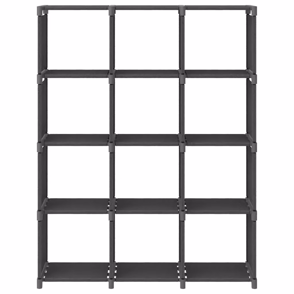 Berkfield Home 12-Cube Modern Freestanding Display Shelf in Grey Fabric and Metal, W: 103 cm, D: 30 cm, H: 141 cm – 2