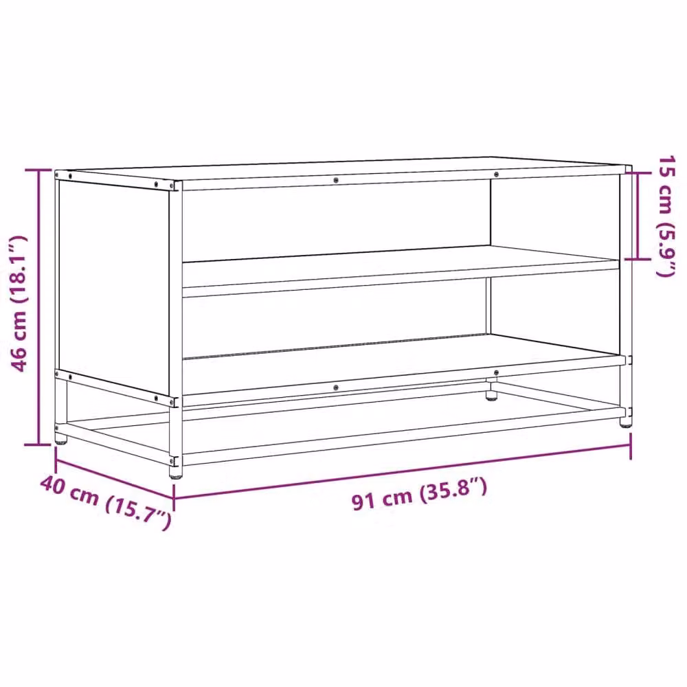 Berkfield Home Brown Oak TV Cabinet in Engineered Wood and Metal, W/D/H: 91 x 40 x 46 cm – 6
