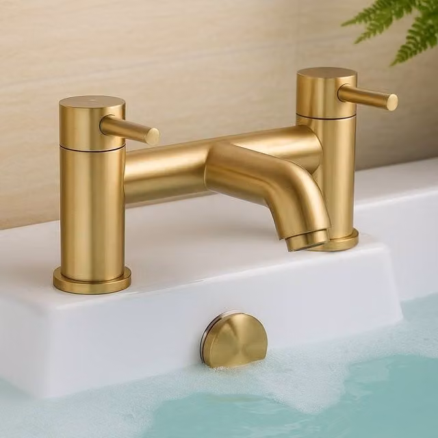 Bathroom Kingdom Chepstow Brushed Brass Bath Filler Tap in Gold