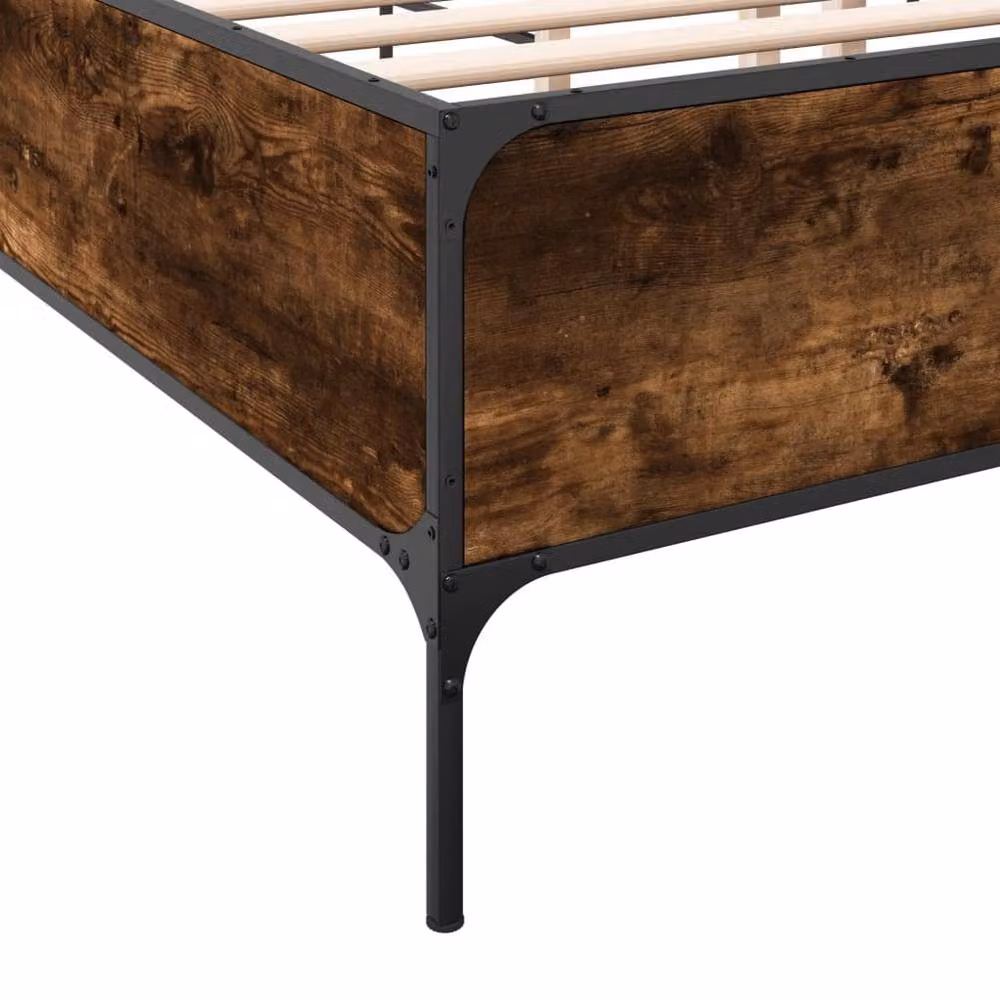 Berkfield Home Smoked Oak Bed Frame in Brown, W/D/H: 140 x 200 cm – 4