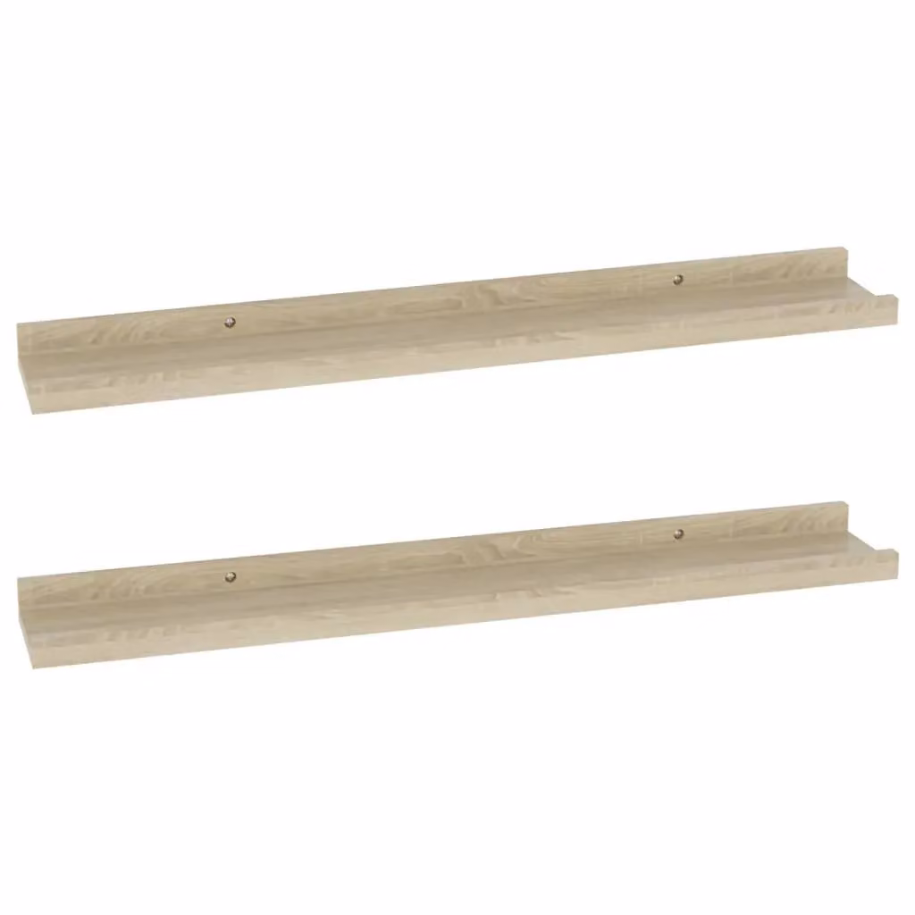 Berkfield Home Wall Mounted Shelves, 2 Piece Set in Sonoma Oak Brown, W: 60 cm, D: 9 cm, H: 3 cm – 2