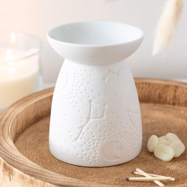 Gloriously Good Constellation Ceramic Oil and Wax Melt Burner in White