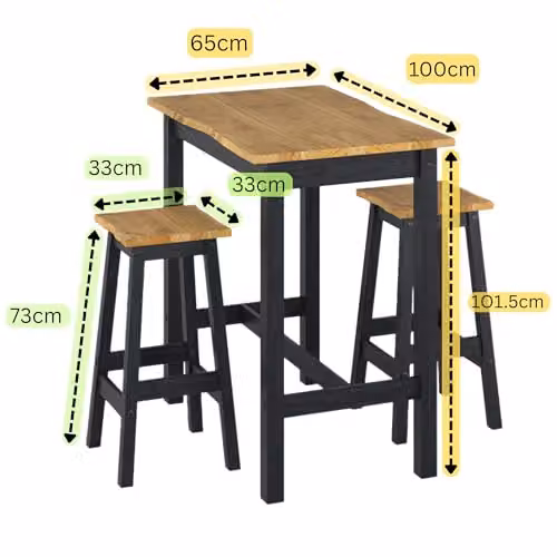 Core Products Corona Rustic Pine Rectangular Dining Set with 3 Chairs in Black, Grey or White – 3