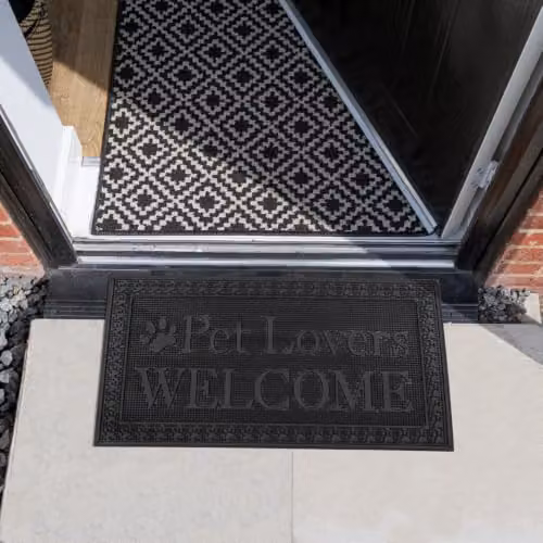 JVL Fauna Lovers Animal Graphic Rubber Pin Doormat, Black, W: 40 cm, D: 70 cm – 6