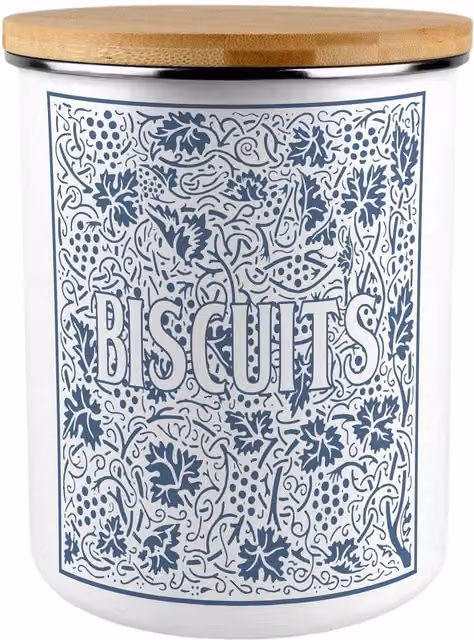 Purely Home Blue Oak Leaves and Berries Extra Large Floral Biscuit Tin
