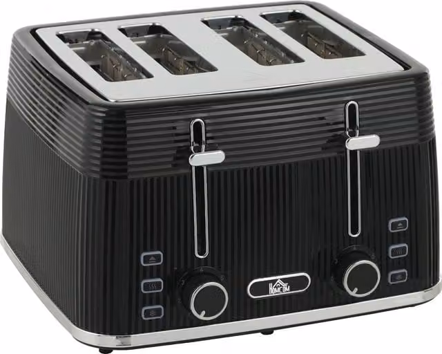 HOMCOM 4 Slice Toaster with 7 Browning Levels and Removable Crumb Tray, Black – 1