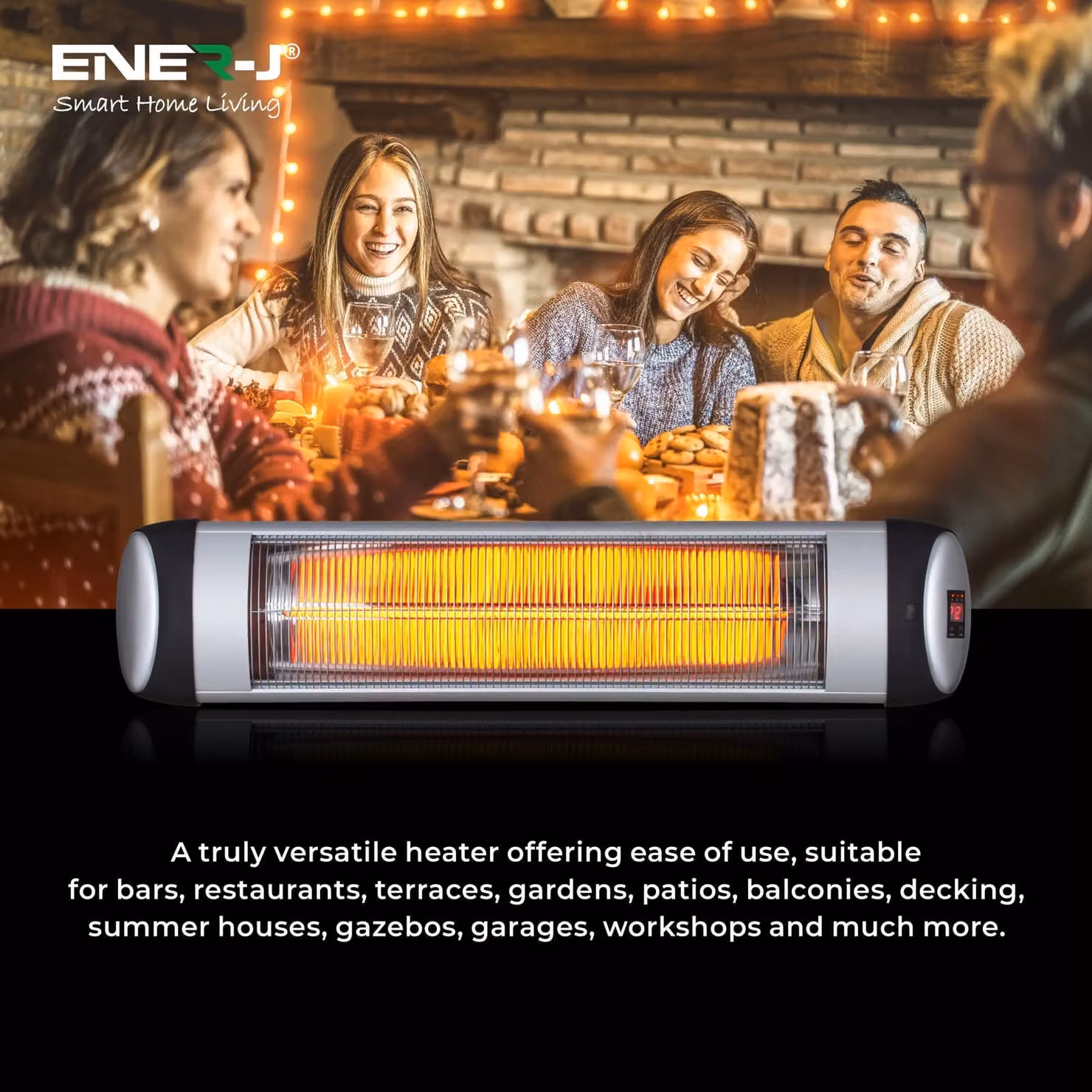ENER-J Wall Mounted 2000W Quartz Tube Infrared Heater, Black – 3