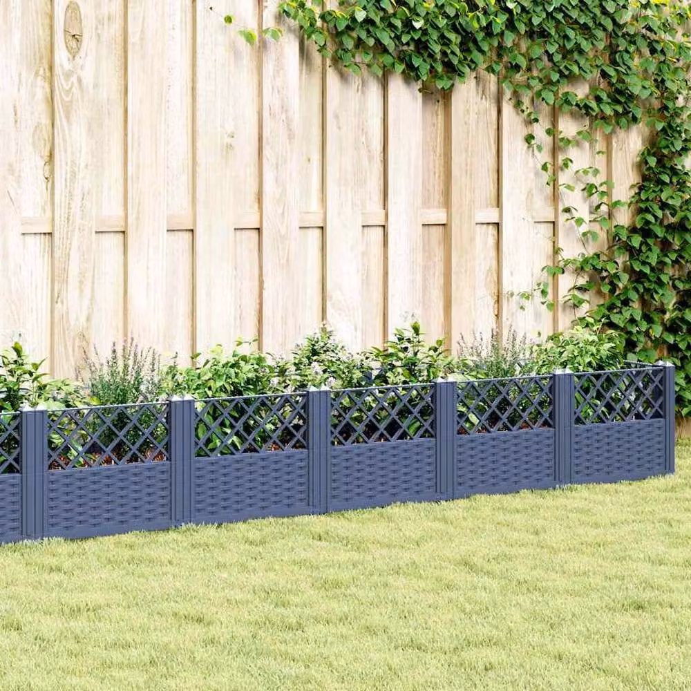 Berkfield Home Beautiful Garden Planter with Pegs in Blue Grey, W: 363.5 cm, D: 43.5 cm, H: 43.5 cm – 2