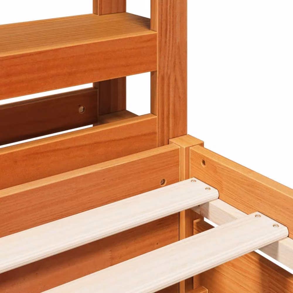 Berkfield Home Small Double Solid Wood Pine Bed Frame in Waxed Brown, W/D/H: 120 x 190 cm – 4