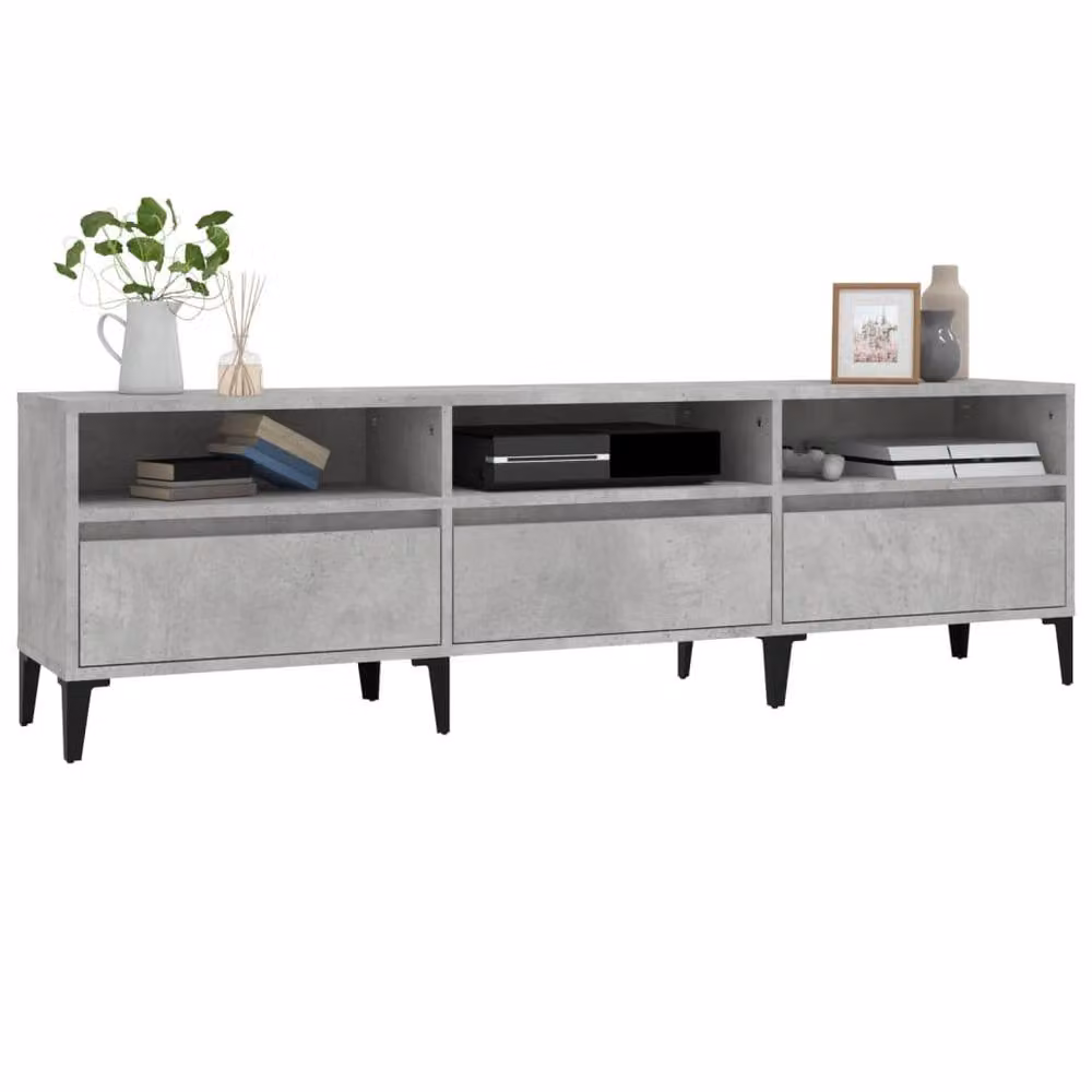Berkfield Home TV Cabinet in Concrete Grey, W: 150 cm, D: 30 cm, H: 44.5 cm – 3