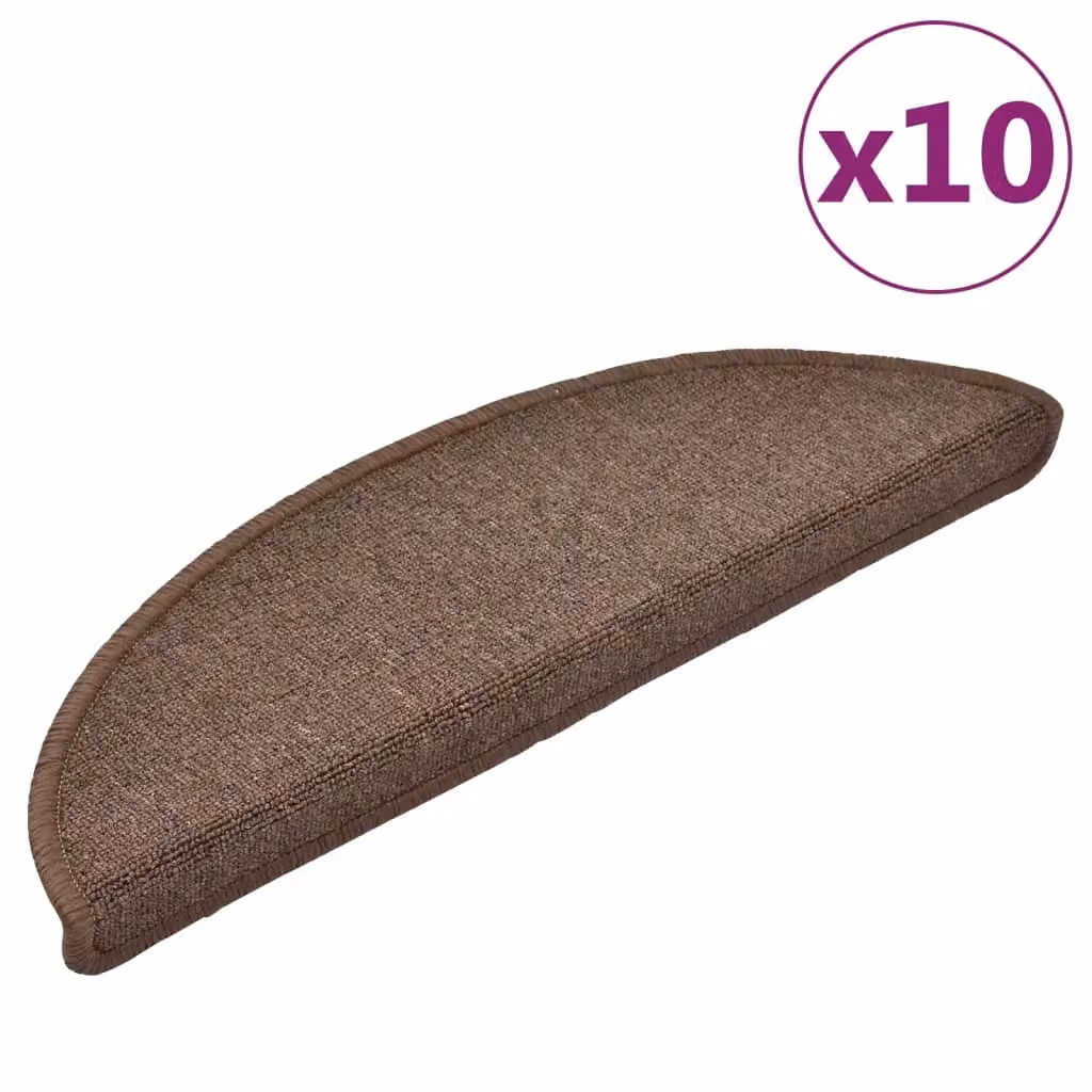 Berkfield Home Self-Adhesive Stair Mats, 10 Pack, Coffee Brown, W: 56 cm, D: 30 cm, H: 3 cm – 2
