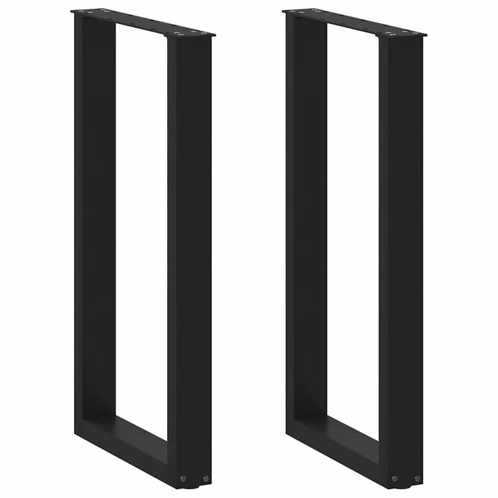 Berkfield Home Modern U-Shaped Coffee Table Legs in Black Steel, 2 Pieces, H: 40 cm, W: 90-91 cm – 2