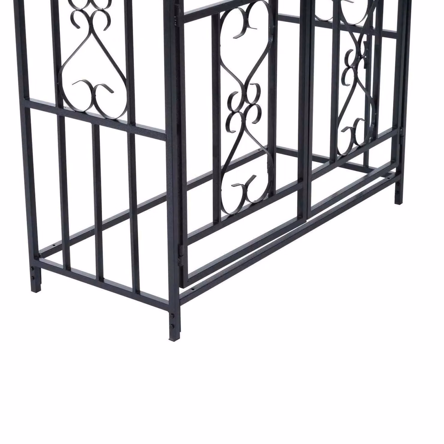 Gr8 Garden Black Metal Rose Arch with Gate and Trellis Support, H: 210 cm x W: 113 cm x D: 52 cm – 5
