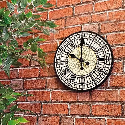 mysmartbuy Big Ben Design Round Wall Clock in Black, White and Multicolour, Diameter: 30 cm – 2