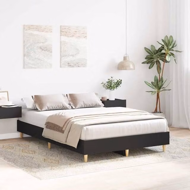 Berkfield Home Durable Bed Frame in Black, W/D/H: 135 x 190 x 25 cm