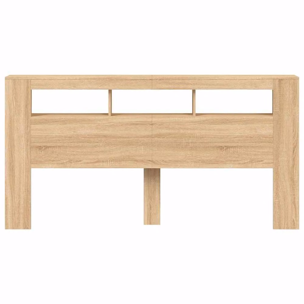 Berkfield Home Sonoma Oak LED Headboard with Integrated Shelf and Lighting, Light Brown, W: 200 cm, H: 103.5 cm, D: 18.5 cm – 2