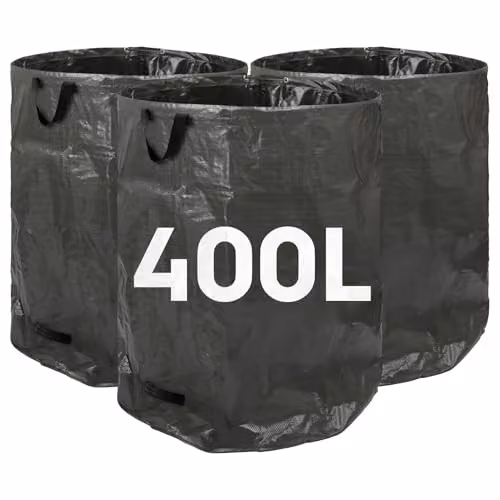 Harbour Housewares Heavy Duty Garden Waste Bags with Handles, Set of 3, 400L, Green and Black – 1