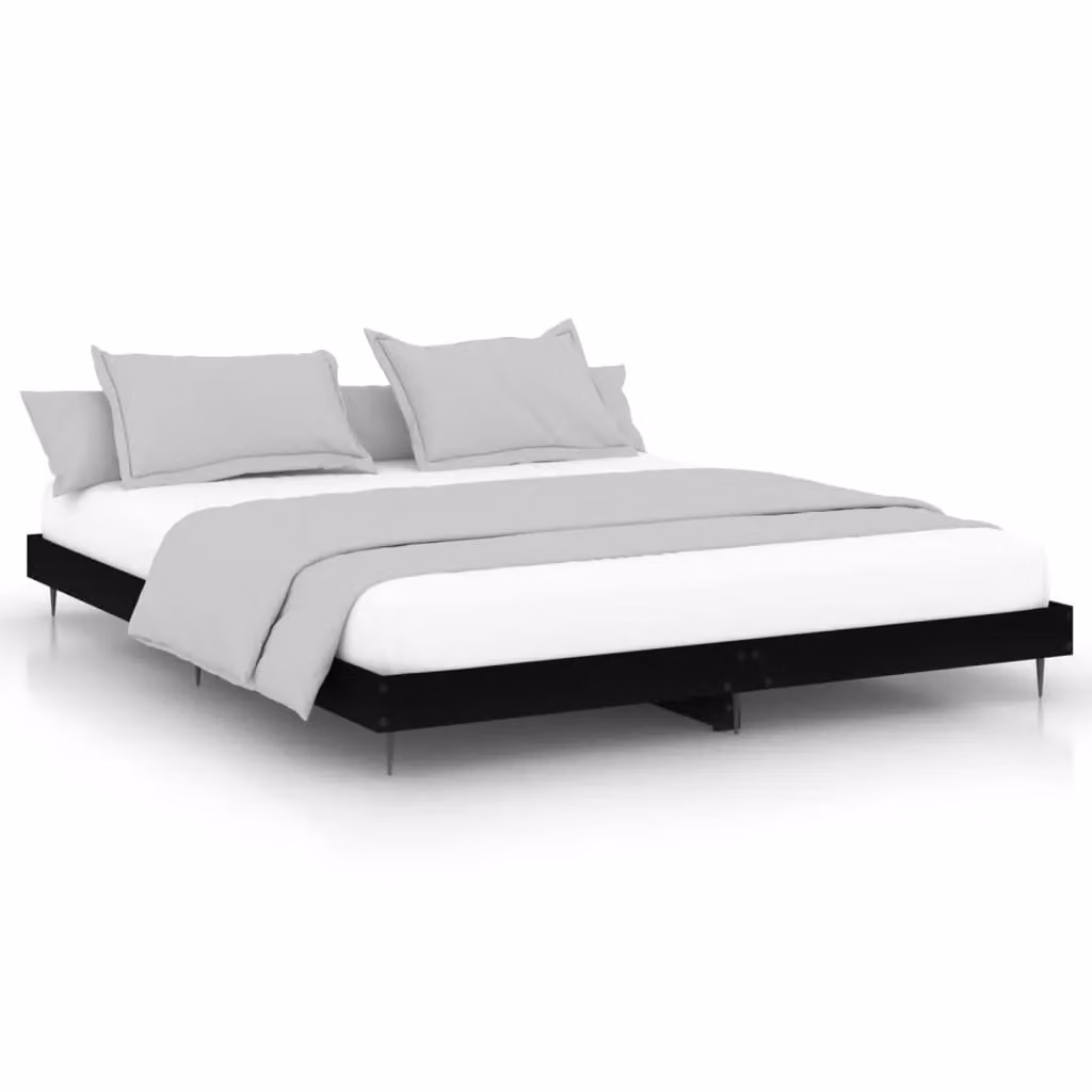 Berkfield Home Black Engineered Wood Bed Frame 200 x 200 cm – 2