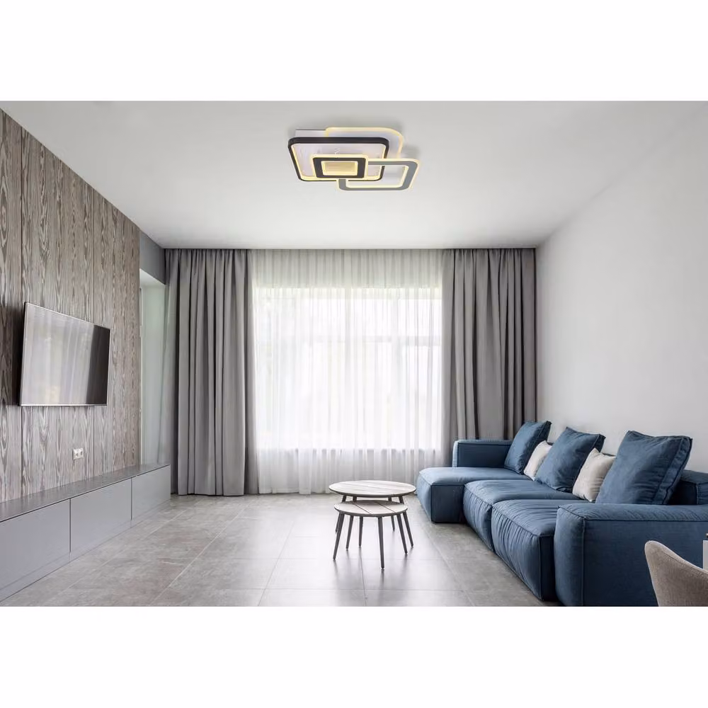 Netlighting Brienna Integrated LED Semi Flush Ceiling Light in Matt White with Warm White 3000K Light – 2
