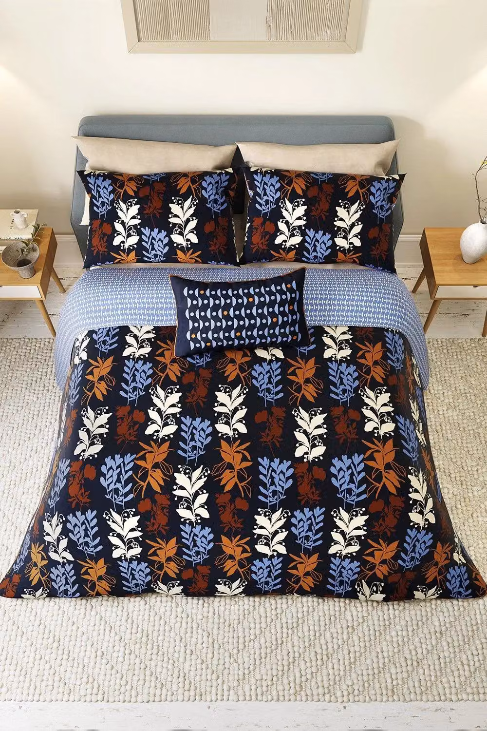 Helena Springfield Frey Reversible Cotton Duvet Cover and Pillowcase Set in Blue, Single, W: 90 cm, H: 200 cm – 3