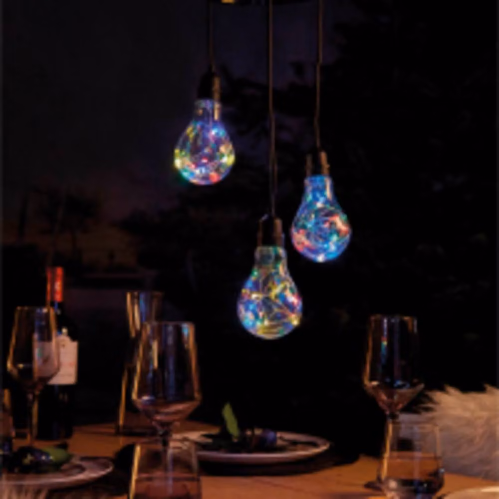 Luxform Apollo 3 Battery Operated LED Drop Pendant Light in Black with Multicolour RGB Glass – 2