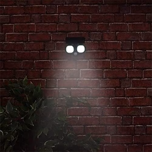 St Helens Home & Garden Twin LED Solar Security Lamp in Black with Motion and Dusk Sensors for Wall or Floor Mounting – 3