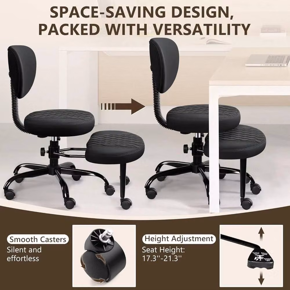 KORVIXA Black Cross Legged Meditation Office Chair with 360 Degree Swivel and Castors – 5