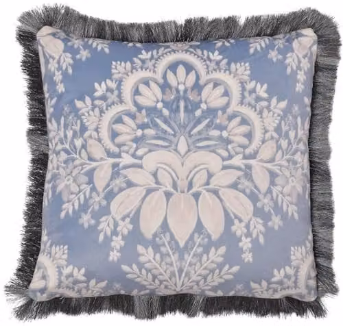Appletree Blue Floral Velvet Square Filled Cushion W/D/H: 43 x 43 x 43 cm – 3