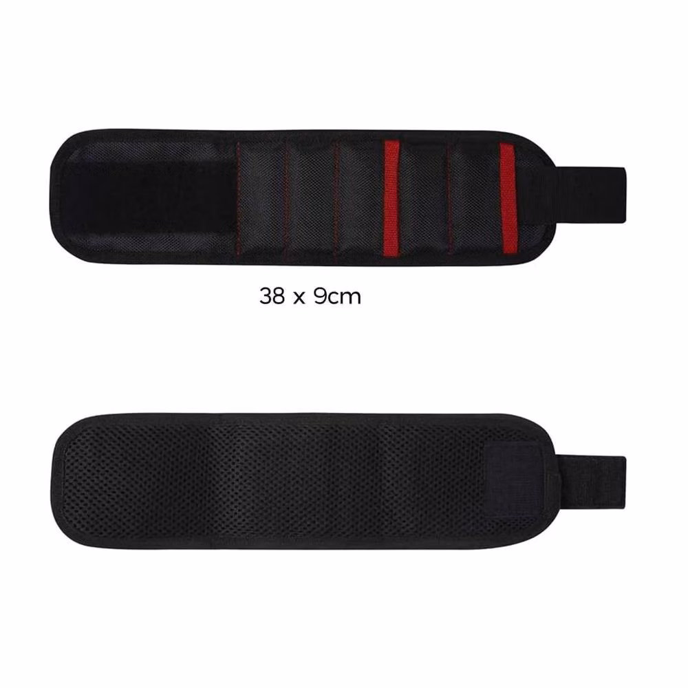 Top 3 Magnetic Wristband Tool Holder with 15 Magnets and Storage Pockets in Black Polyester – 2