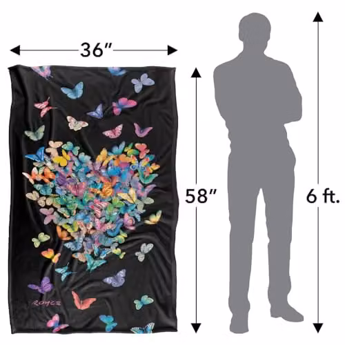 JQ Licensing Royce Mcclure Wildheart Butterflies Silky Touch Super Soft Fleece Throw Blanket, Multicolour, W/D/H: 91 x 147 cm – 2