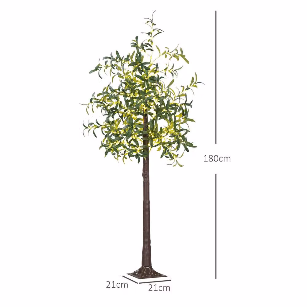 STILVORA 180cm Artificial Green Olive Tree with 300 LED Lights – 2