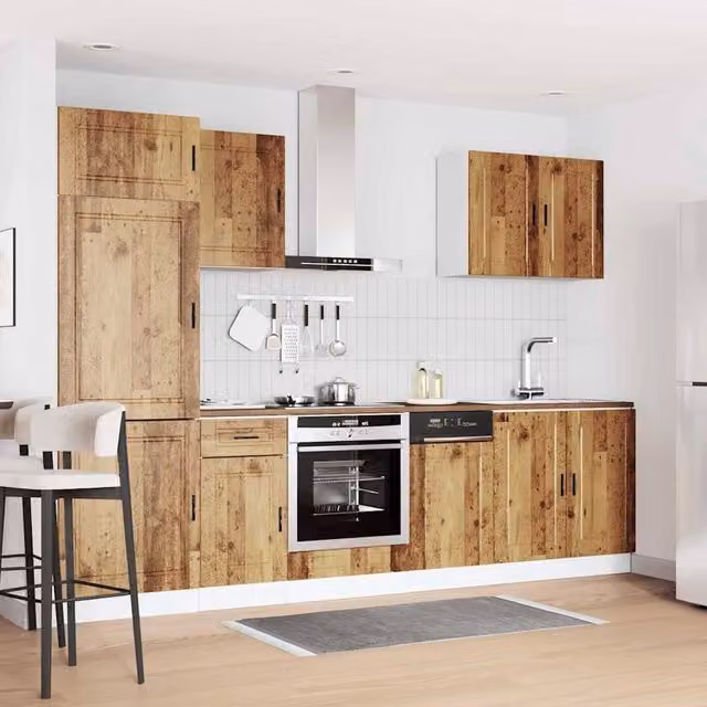 Berkfield Home Kalmar 7 Piece Kitchen Cabinet Set in Brown Old Wood Finish