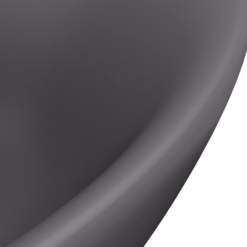 Berkfield Home Oval Ceramic Countertop Basin with Overflow in Matt Dark Grey, W: 58.5 cm, D: 39 cm – 3