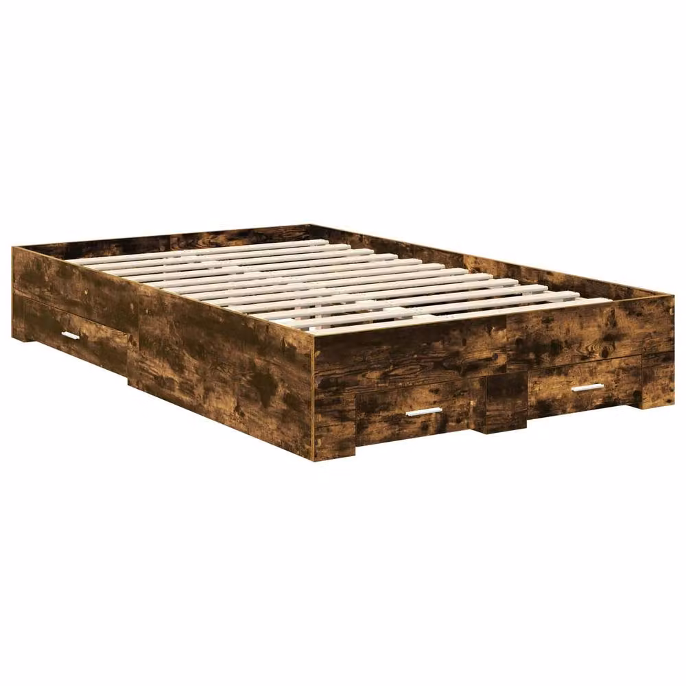 Berkfield Home Modern Bed Frame with Drawers in Smoked Oak Brown, W/D/H: 120 x 200 cm – 3