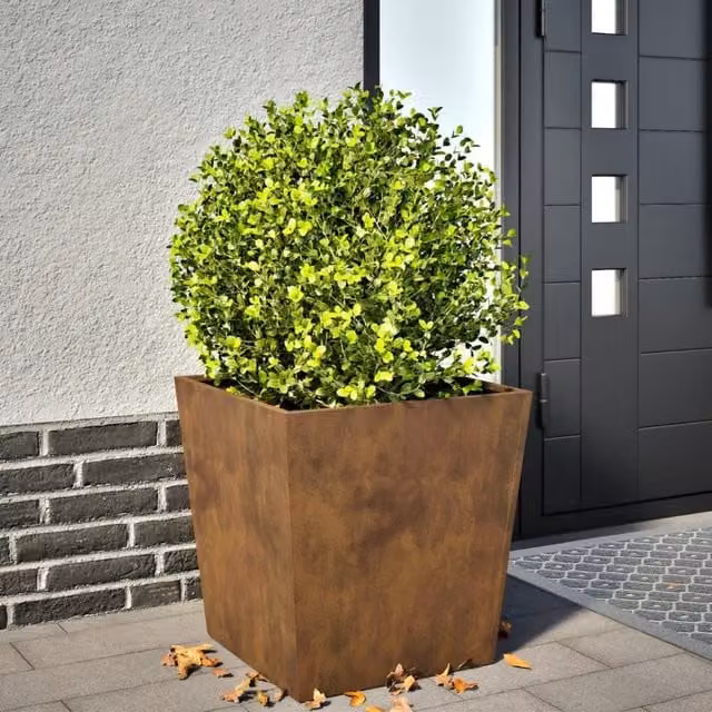 Berkfield Home Brown Corten Steel Garden Planter Tub, W/D/H: 50 x 50 x 50 cm – 1