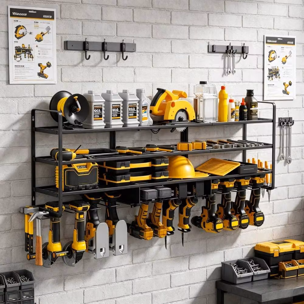 NESTLUNE Large 4-Layer Heavy Duty Power Tool Organizer and Utility Shelf, Black, W: 100 cm – 5