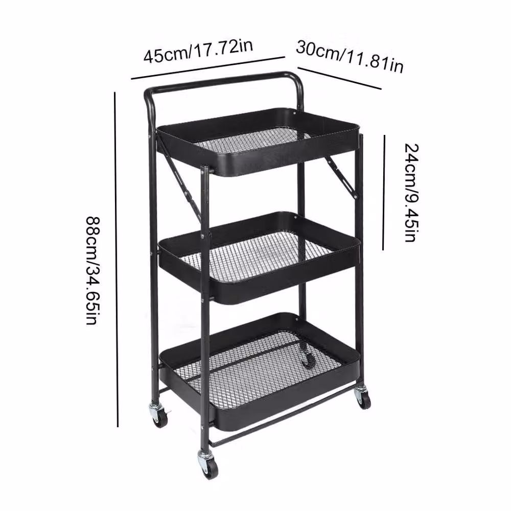 SPETLEK 3 Tier Metal Storage Trolley on Wheels in Black – 2
