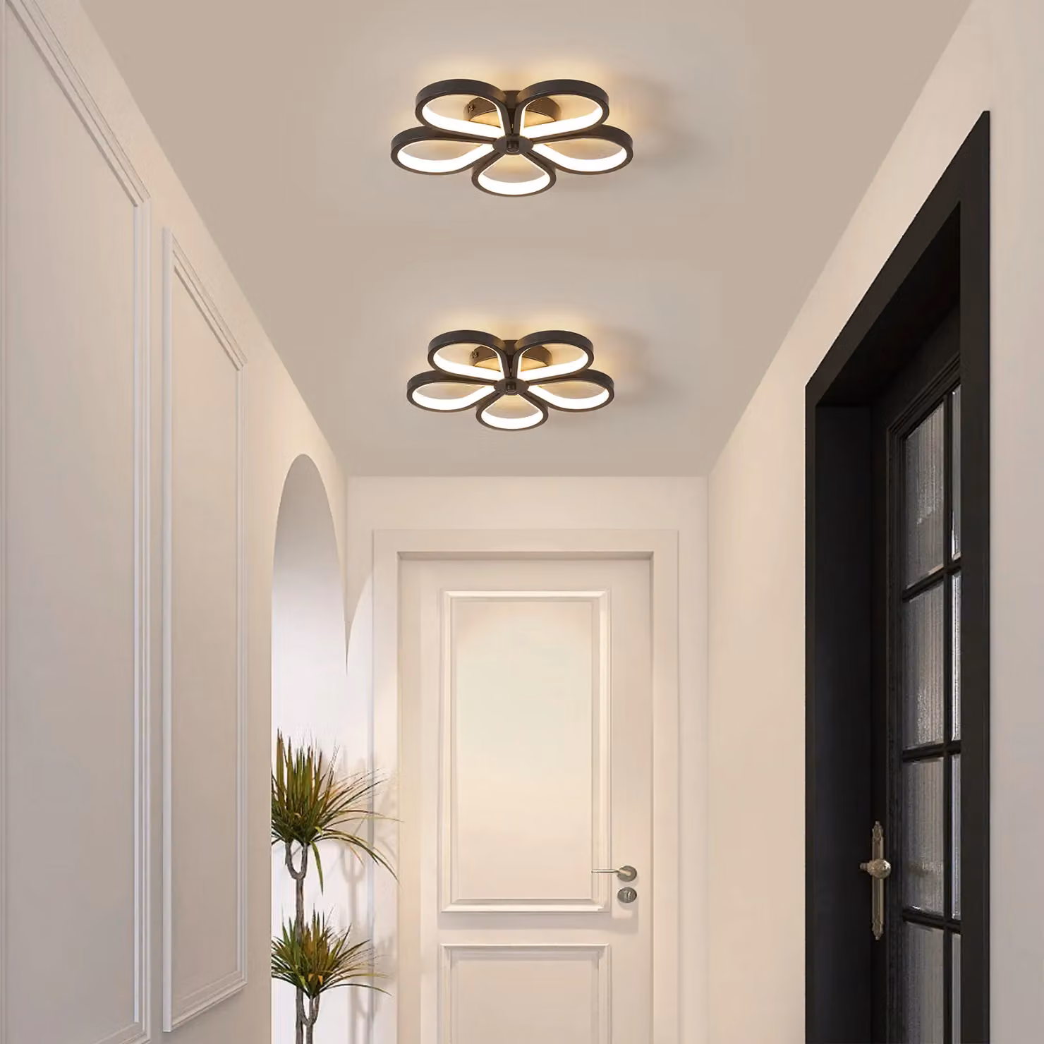 Garwarm Black Acrylic and Aluminium LED Flush Mount Ceiling Light with Warm White Glow – 2