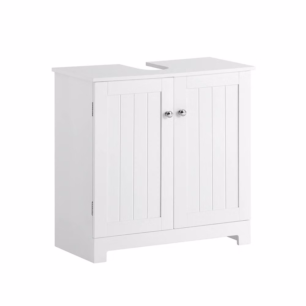 SoBuy White Under Sink Bathroom Cabinet with Hinged Doors and Internal Shelves, Height: 60 cm – 2