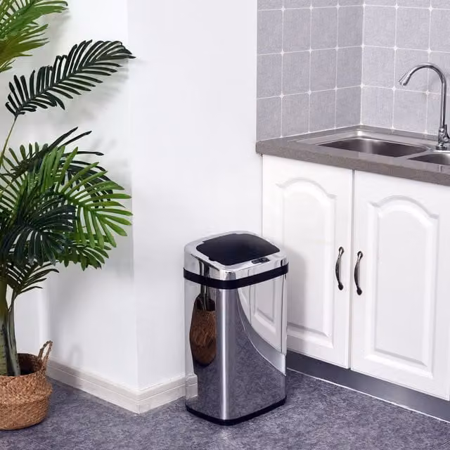HOMCOM 30L Automatic Kitchen Bin in Silver Stainless Steel