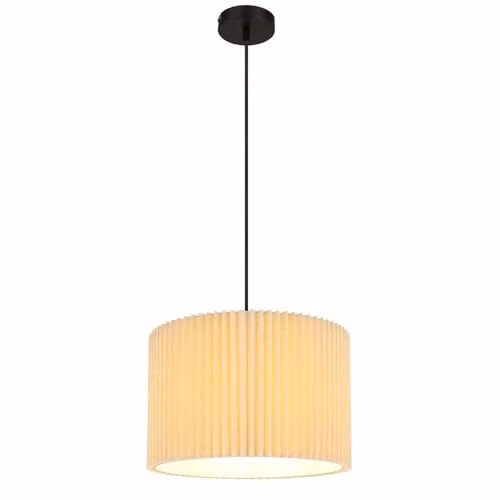 Globo Lighting Cylindrical Textile Pendant Light in Beige and Black, Diameter: 38 cm, Height: 120 cm, 1x E27 – 1