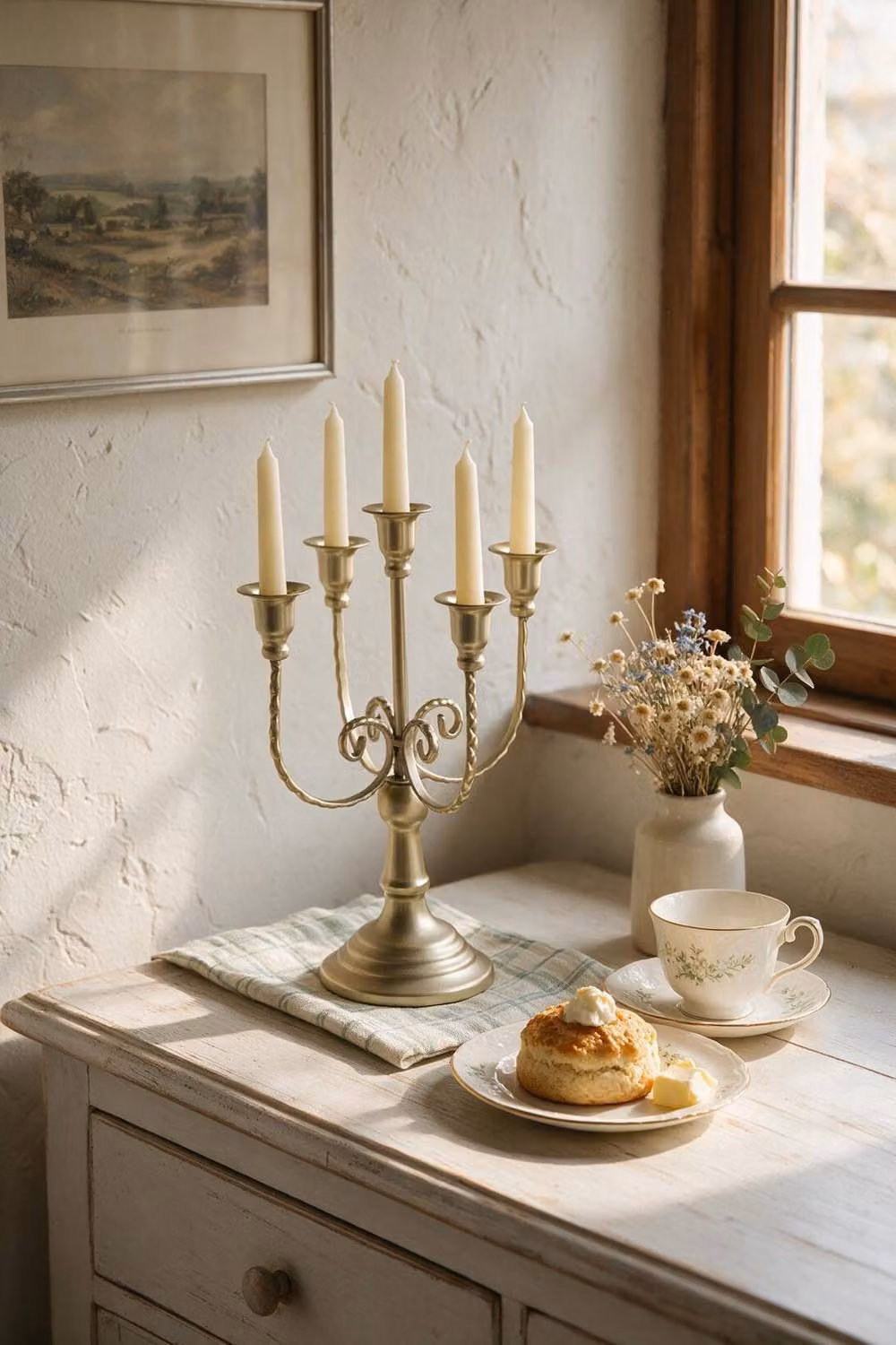 ExtraStar 2-Piece 5-Arm Vintage Metal Taper Candle Holders in Gold – 2