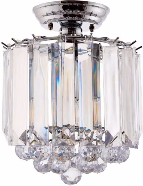 Loops Chrome and Transparent Acrylic Flush Ceiling Mount Light with 2x E14 Lamp Holders