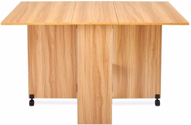 KORVIXA Oak Folding Dining Table with Butterfly Drop Leaf in Brown, W/D/H: 100 x 100 x 75 cm